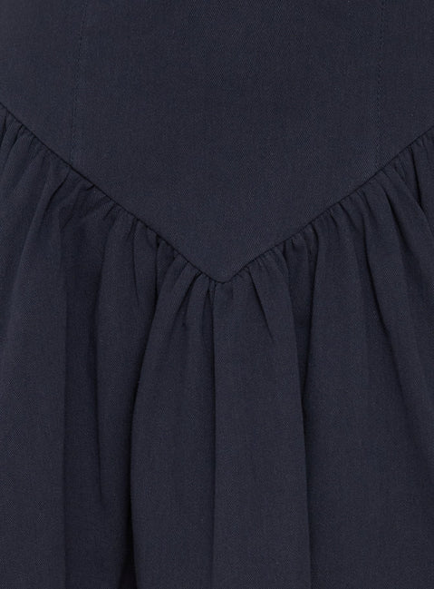Esatora Halter Flare Minikleid Navy
