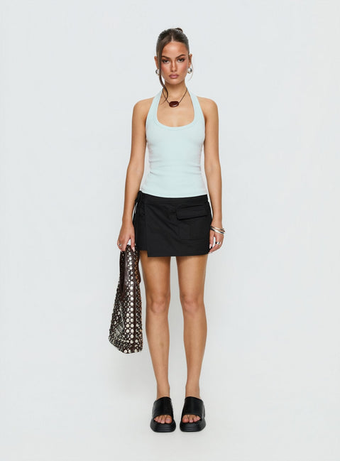 Baseline Scoop Halter Rib Vest Icy Blue