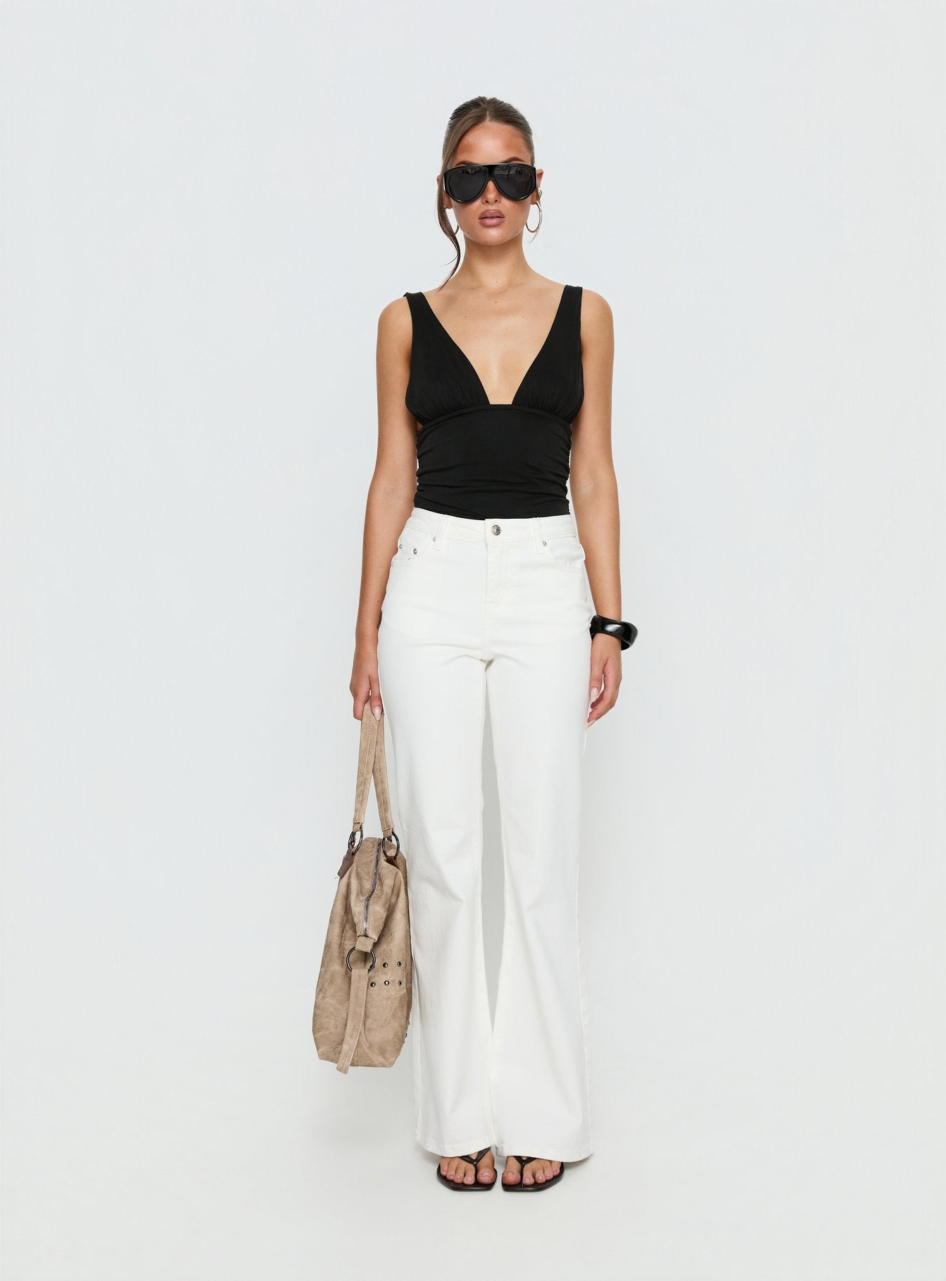 Magic Mirror Mid Rise Bootleg Jeans Ecru