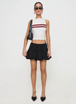   front view of model wearing Princess Polly Dear London Bubble Hem Mini Skirt Black Mini Skirts 