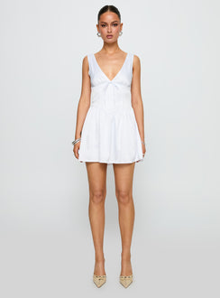 front view of model wearing Princess Polly Soul Shining Mini Dress White Plunger 