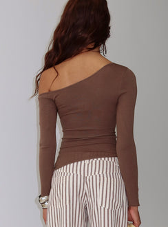Kastor One Shoulder Long Sleeve Top Chocolate