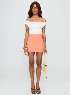 front view of model wearing Princess Polly Irina Multi-wear Top White Sleeveless Asymmetric Neckline 