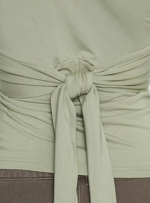 Madelon Long Sleeve Wrap Top Sage