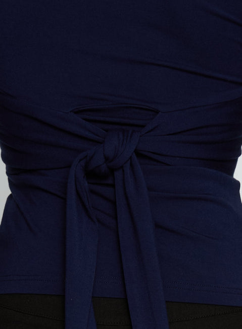 Madelon Long Sleeve Wrap Top Navy