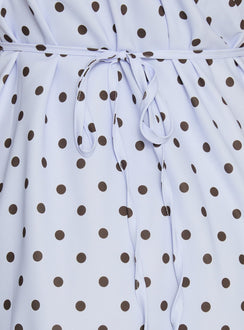 Nellie Mini Dress Blue / Brown Polka Dot