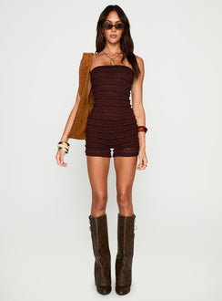 Ayver Strapless Playsuit Chocolate