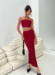 Burgundy two piece skirt and top set