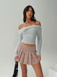   front view of model wearing Princess Polly Closer To You Low Waist Mini Skirt Brown Check Mini Skirts 