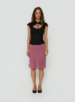 Ellisea Cap Sleeve Top mit Bindedetail Schwarz