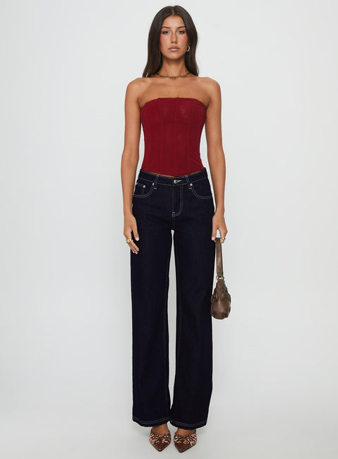 Oscuro Longline Mesh Corset Top Berry