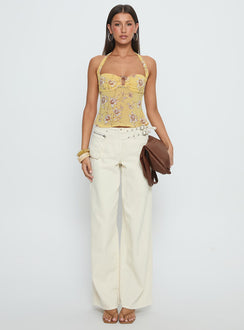 Isabetta Halter Top Yellow Floral