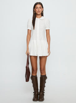Lisette Pleat Mini Dress White