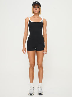 Black romper white trim