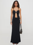   front view of model wearing Princess Polly Nesting Maxi Skirt Black Maxi 