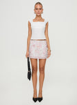   front view of model wearing Princess Polly Gemelli Mini Skirt Floral Mini Skirts 