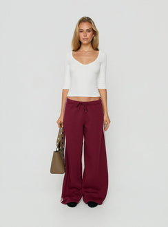 Kennah Wide Leg Sweat Pants Cherry