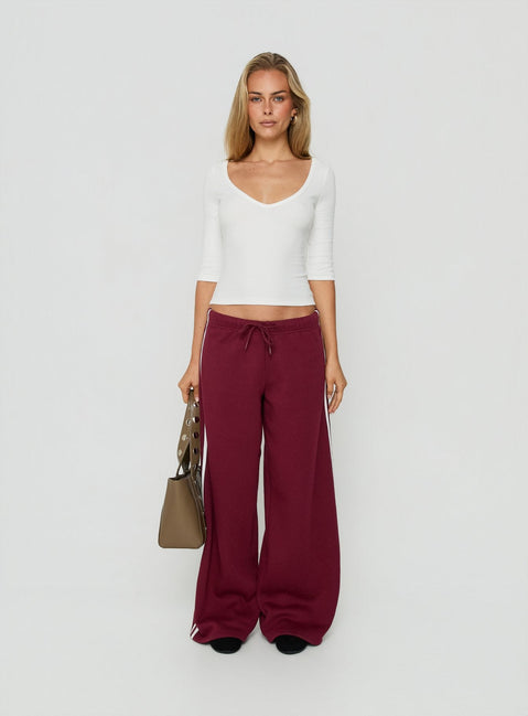 Kennah Wide Leg Sweat Pants Cherry