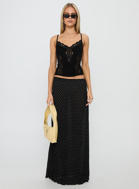 Rhiara Lace Trim Top Black