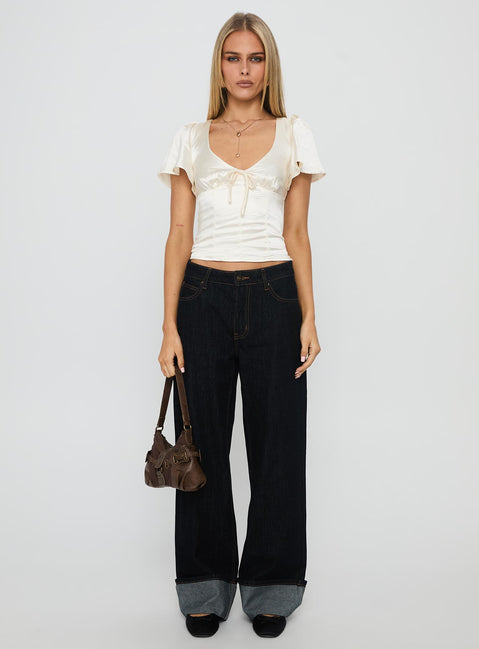 Sun Will Rise Tie Detail Top Cream