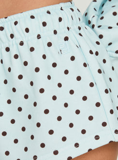 Quinncy Low Rise Sweat Shorts Blue Polka Dot