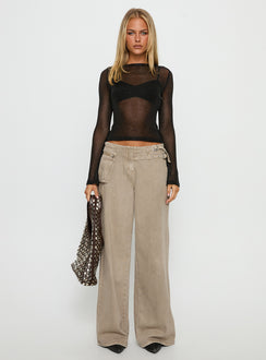 Perfect Mirage Sheer Long Sleeve Top Black