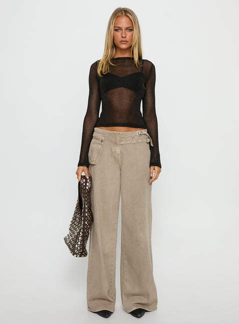 Perfect Mirage Sheer Long Sleeve Top Black