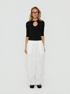 Discover the Mankind Baggy Cargo Pants White in womens-regular-pants with mid-rise, front view of model wearing Princess Polly