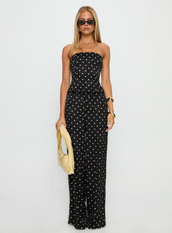 Powdered Sugar Strapless Set Black Polka