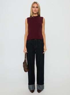 Jessabell Rib Sleeveless Top Wine