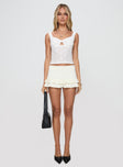 front view of model wearing Princess Polly Boucher Top White Sleeveless V-Neck 