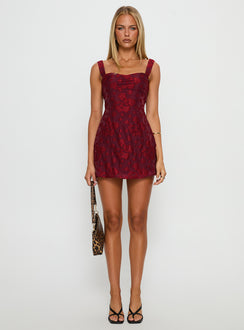 Mcbeath Mini Dress Burgundy Burnout