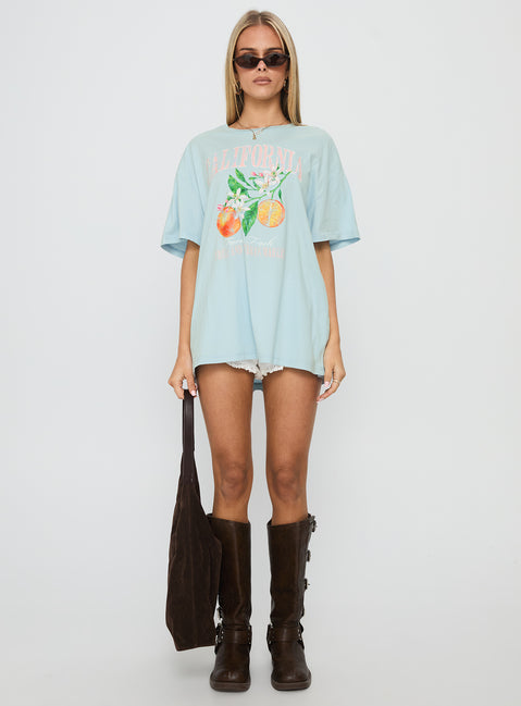 California Sugar Oversized Graphic Tee Blue