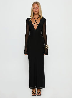 Ariadna Cut Out Long Sleeve Maxi Dress Black