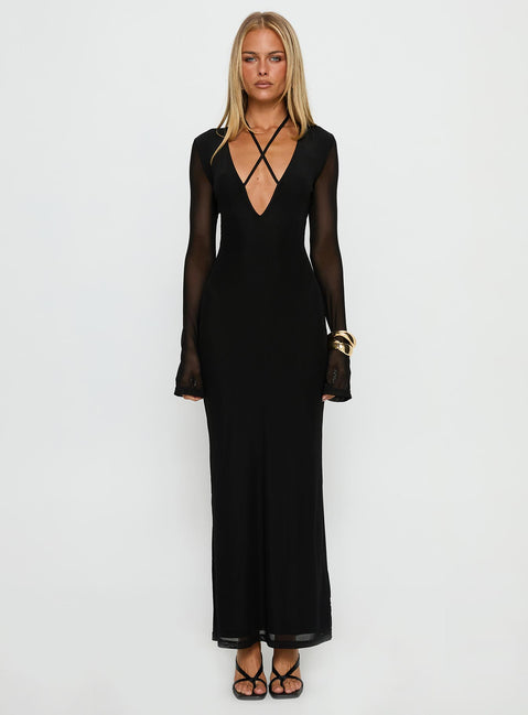 Ariadna Cut Out Long Sleeve Maxi Dress Black