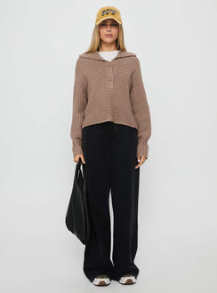 Praiano Button Front Collared Sweater Latte