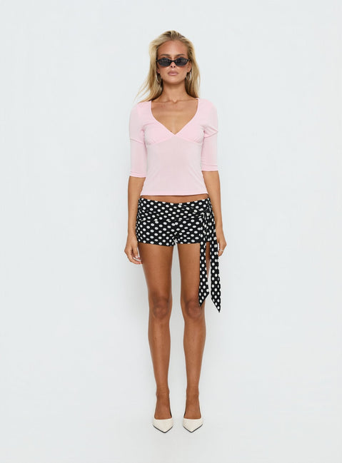 Declanne Wrap Micro Shorts Black Polka