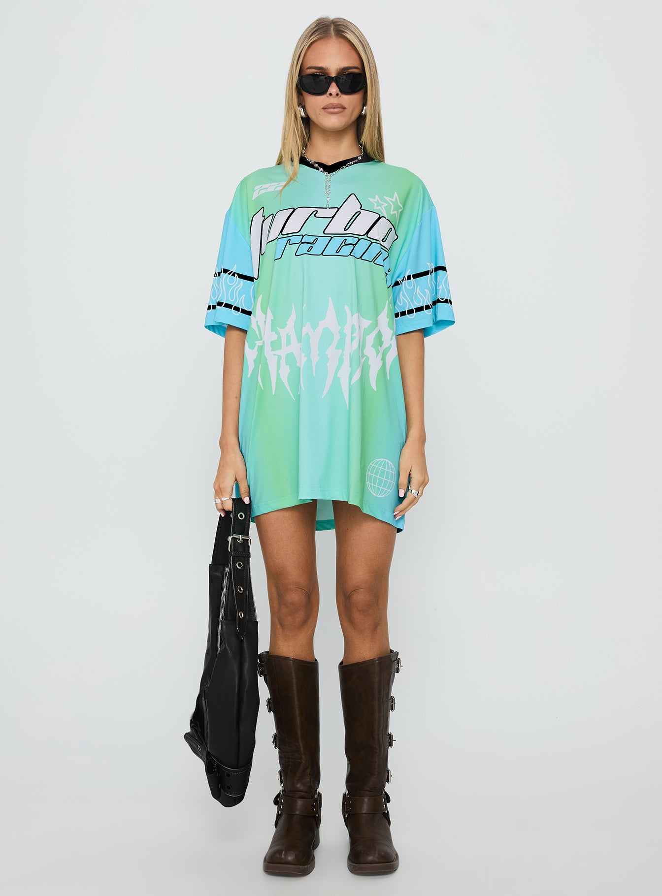 Turbo Champion Moto Jersey Top Blue / Green