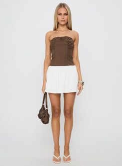 Sicialia Strapless Mini Dress Brown / White