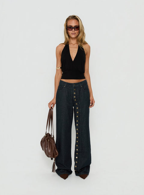 Introducing Penny Mid Rise Straight Leg Jeans Raw Denim in womens-jeans front view of model wearing Princess Polly