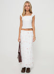   front view of model wearing Princess Polly Breezewood Maxi Skirt White Maxi 