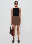   front view of model wearing Princess Polly Sabyna Tailored Mini Skirt Brown Mini Skirts 