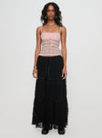   front view of model wearing Princess Polly Oh Plisse Maxi Skirt Black Maxi 