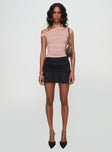   front view of model wearing Princess Polly Celebrations Mini Skirt Black Mini Skirts 