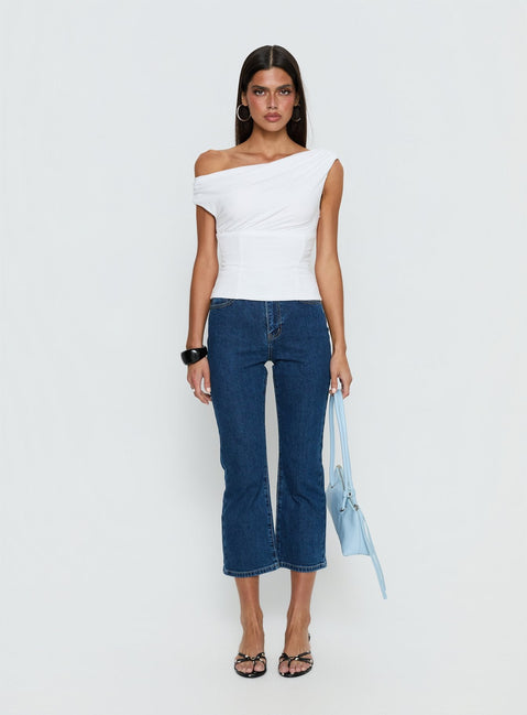Aidyn Gathered One Shoulder Top White