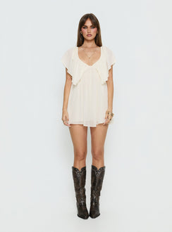Sun Spirit Plunge Flowy Playsuit Cream