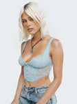 product Princess Polly Sleeveless Sweetheart  Vados Bustier Top Baby Blue