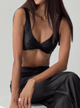 Black Matching satin set Crop top, shirred back, invisible zip fastening at side, fixed shoulder straps High-rise pants, elasticated waistband, wide leg, zip and button fastening