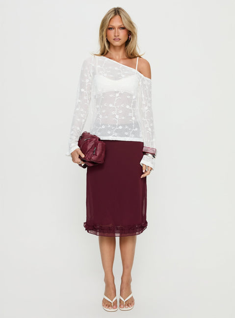 Rosette Frill Midi Skirt Currant
