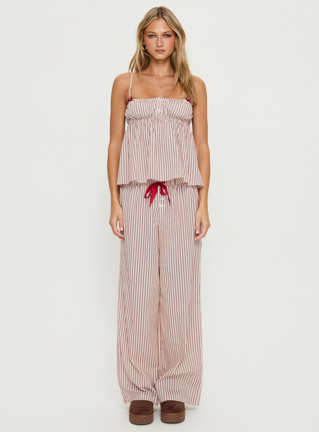 Chill Club Sleep Relaxed Trousers Red / White Stripe